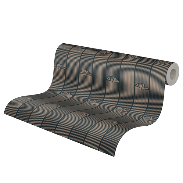 Vliestapete Art Deco Retro - Vlies - Schwarz