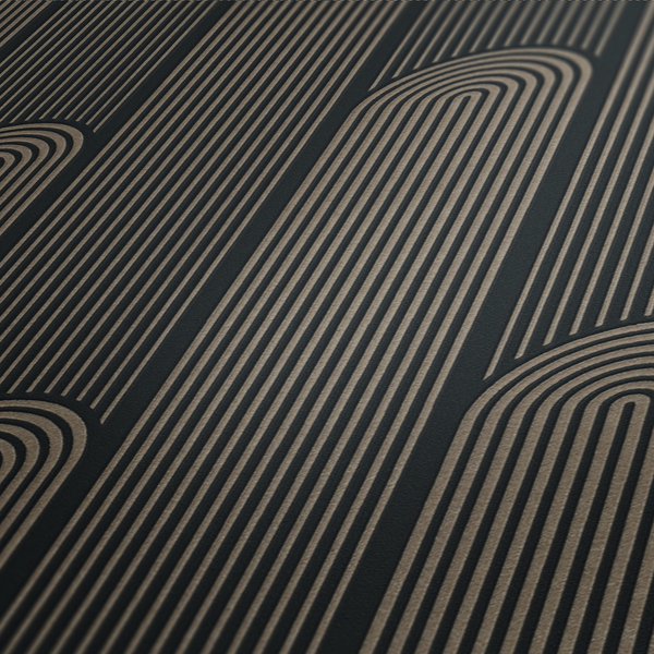 Vliestapete Art Deco Retro - Vlies - Schwarz