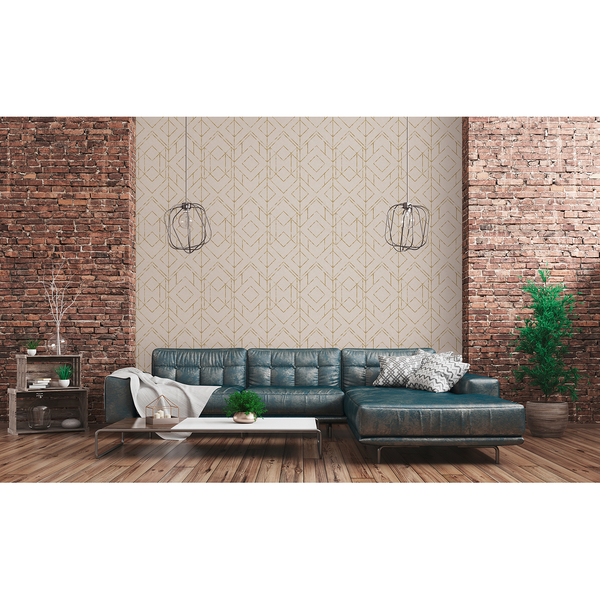 Vliestapete Ava Modern I - Vlies - Beige / Gold