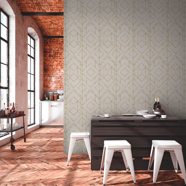 Vliestapete Ava Modern I - Vlies - Beige / Gold