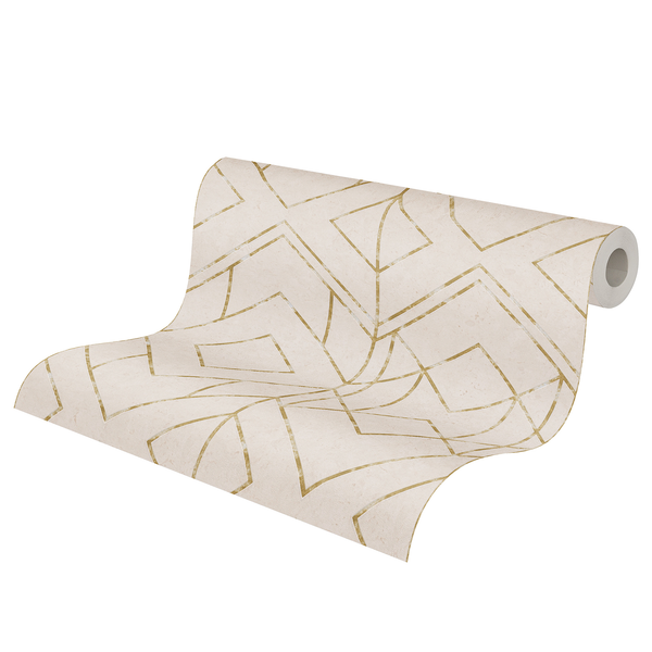 Vliestapete Ava Modern I - Vlies - Beige / Gold