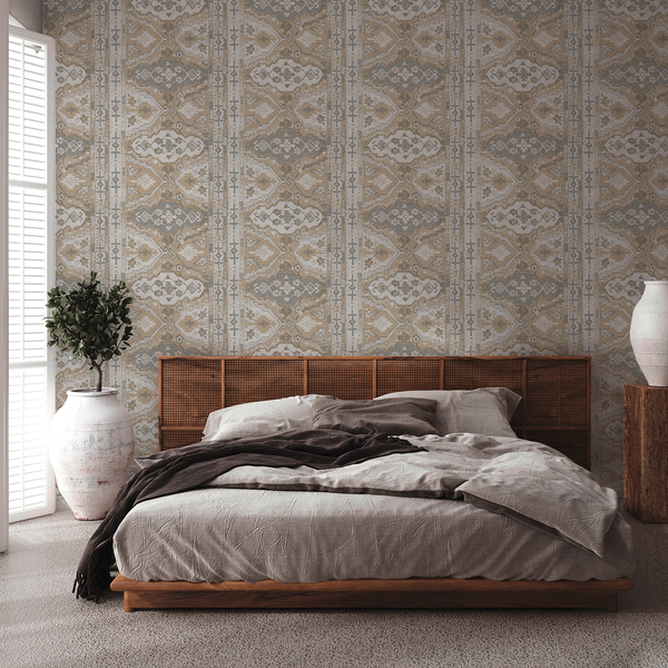 Vliestapete Said Orientalischer Teppich - Vlies - Beige / Grau