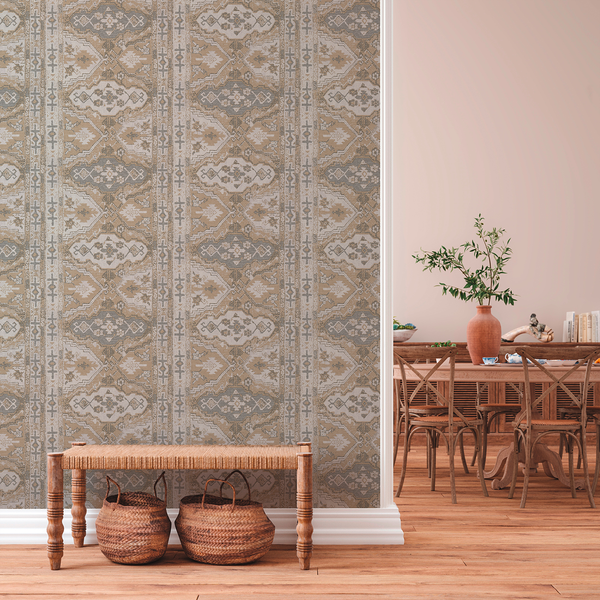 Vliestapete Said Orientalischer Teppich - Vlies - Beige / Grau