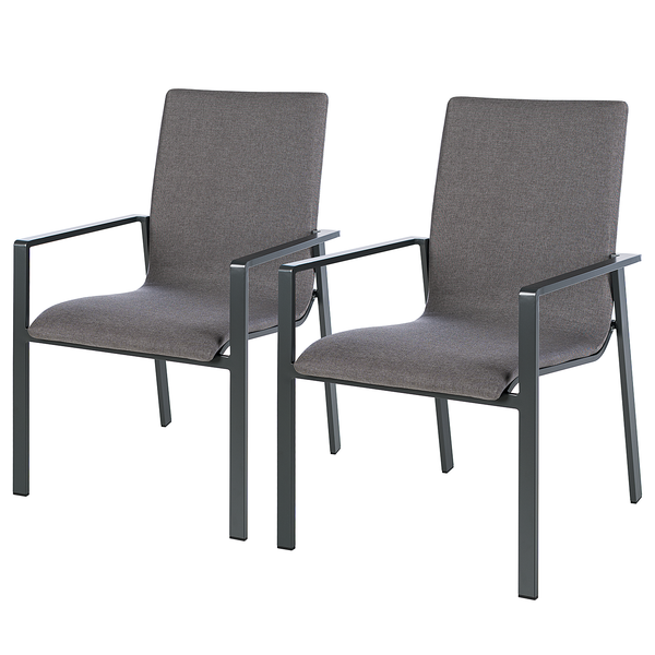 Gartenstuhl Kasama 2er-Set - Grau - Webstoff - Aluminium - 60 x 67 x 96 cm