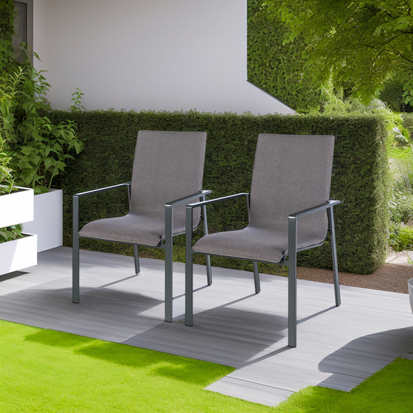 Gartenstuhl Kasama 2er-Set - Grau - Webstoff - Aluminium - 60 x 67 x 96 cm