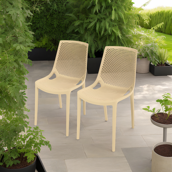 Stapelstuhl VACARIA 2er-Set - Polyethylen - Beige