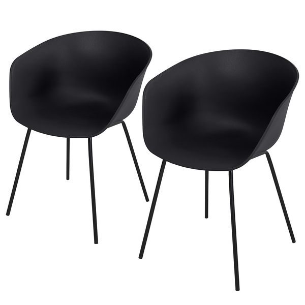 Gartenstuhl VEDENE 2er-Set - Polyethylen / Stahl - Schwarz