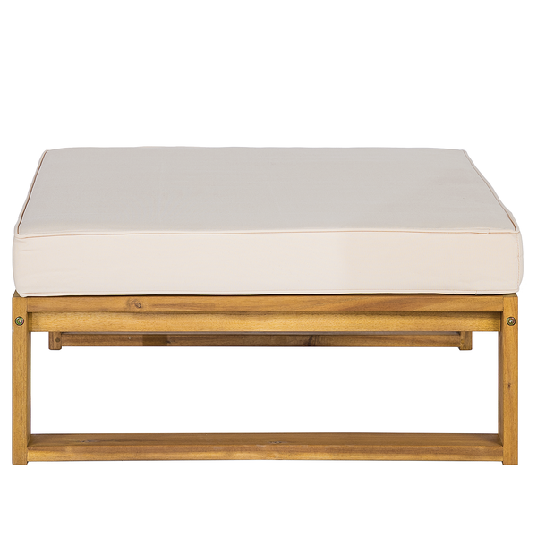 Loungehocker Mavre aus Akazienholz - Weiß - Webstoff - Akazie - 73 x 35 x 73 cm