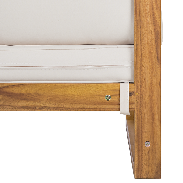 Loungehocker Mavre aus Akazienholz - Weiß - Webstoff - Akazie - 73 x 35 x 73 cm