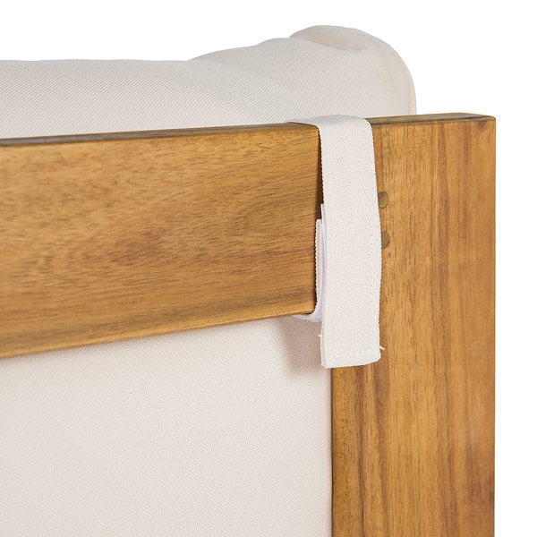 Loungehocker Mavre aus Akazienholz - Weiß - Webstoff - Akazie - 73 x 35 x 73 cm