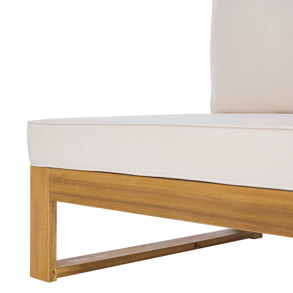 Loungehocker Mavre aus Akazienholz - Weiß - Webstoff - Akazie - 73 x 35 x 73 cm