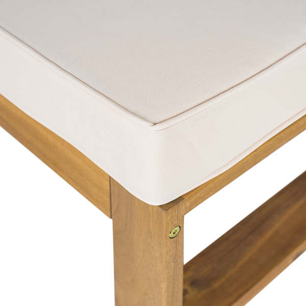 Loungehocker Mavre aus Akazienholz - Weiß - Webstoff - Akazie - 73 x 35 x 73 cm