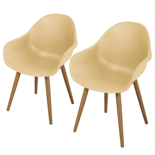 Gartenstuhl VACY 2er-Set - Polyethylen / Stahl - Beige