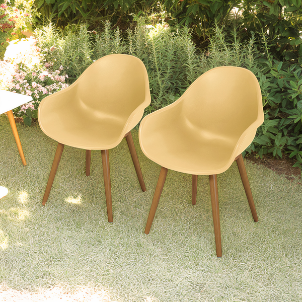 Gartenstuhl VACY 2er-Set - Polyethylen / Stahl - Beige