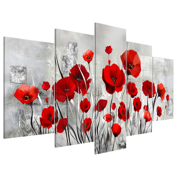 Wandbild Scarlet Cloud - MDF / Leinwand - Mehrfarbig - 200 x 100 cm