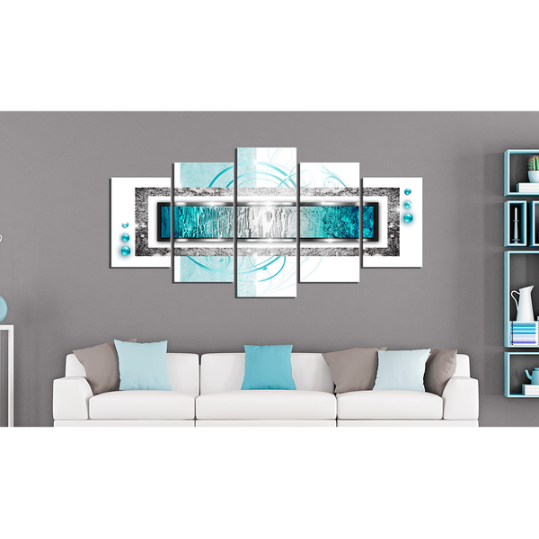 Wandbild Türkisfarbenes Gewitter - MDF / Leinwand - Mehrfarbig - 200 x 100 cm