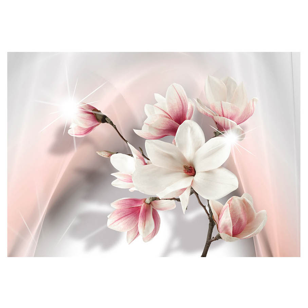 Fototapete White Magnolias - Premium Vlies - Weiß / Pink - 350 x 245 cm