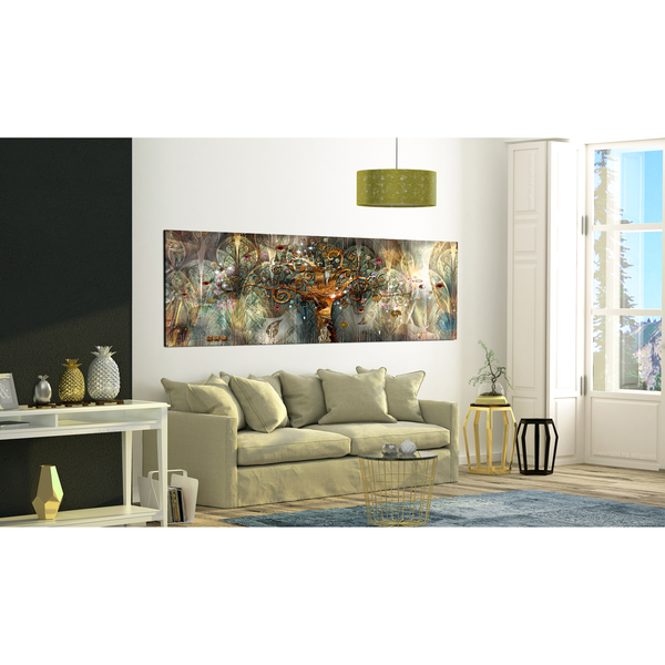 Wandbild Land of Happiness - MDF / Leinwand - Mehrfarbig - 120 x 40 cm