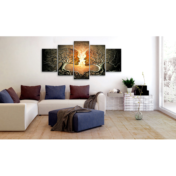 Wandbild Love Entanglement - MDF / Leinwand - Mehrfarbig - 200 x 100 cm