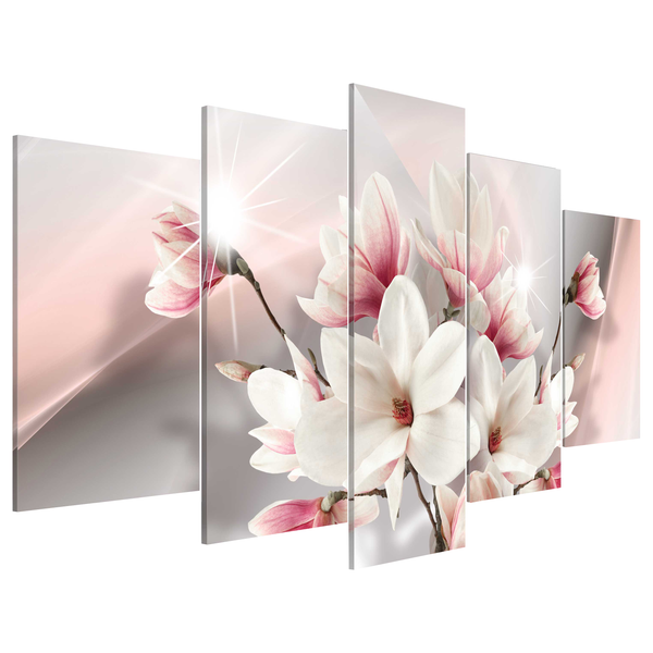 Wandbild Magnolia in Bloom - MDF / Leinwand - Mehrfarbig - 100 x 50 cm