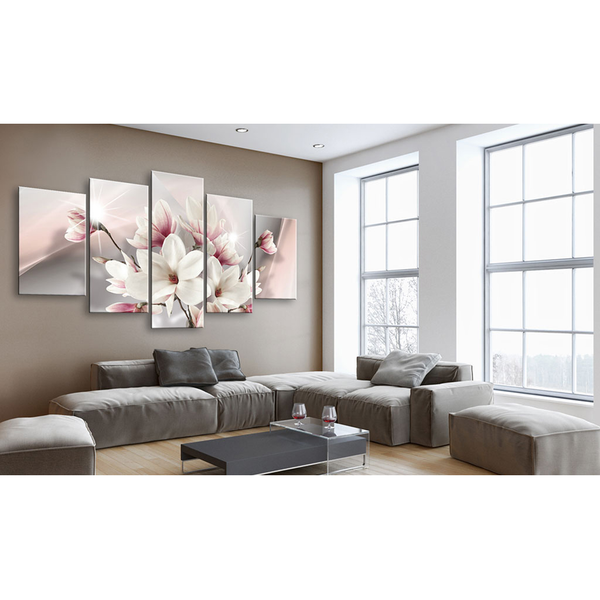 Wandbild Magnolia in Bloom - MDF / Leinwand - Mehrfarbig - 100 x 50 cm