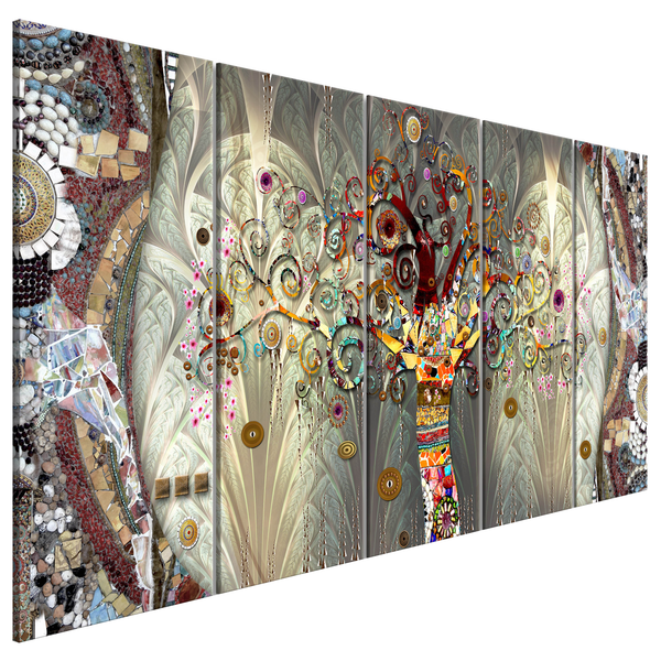Wandbild Tree of Life (5-teilig) - MDF / Leinwand - Mehrfarbig