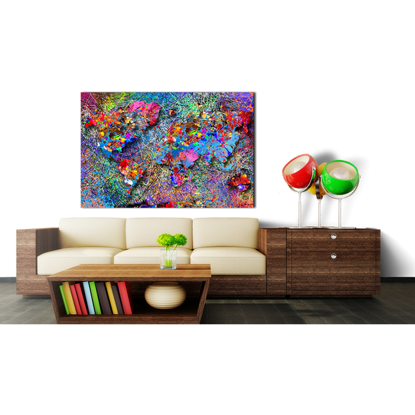 Wandbild Jackson Pollock Inspiration - MDF / Leinwand - Mehrfarbig - 120 x 80 cm