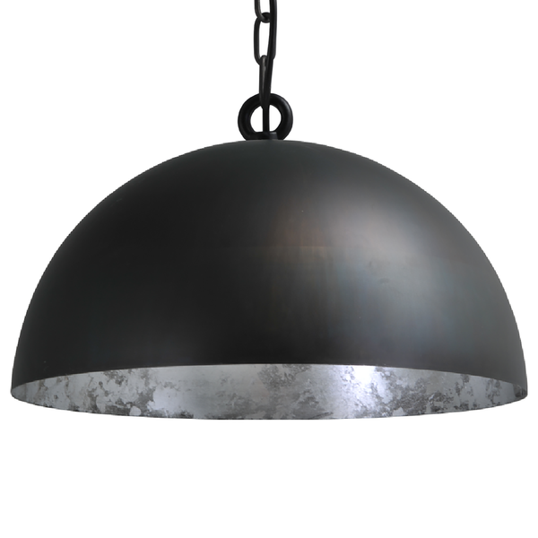 Pendelleuchte Larino I - Eisen / Stahl - 1-flammig - Schwarz / Silber - Durchmesser: 40 cm