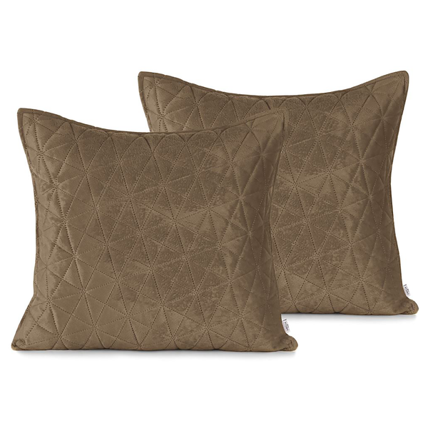 Kissenbezug Aila (2-er Set) - Polyester / Velvet-Optik - Cappuccino - 45 x 45 cm