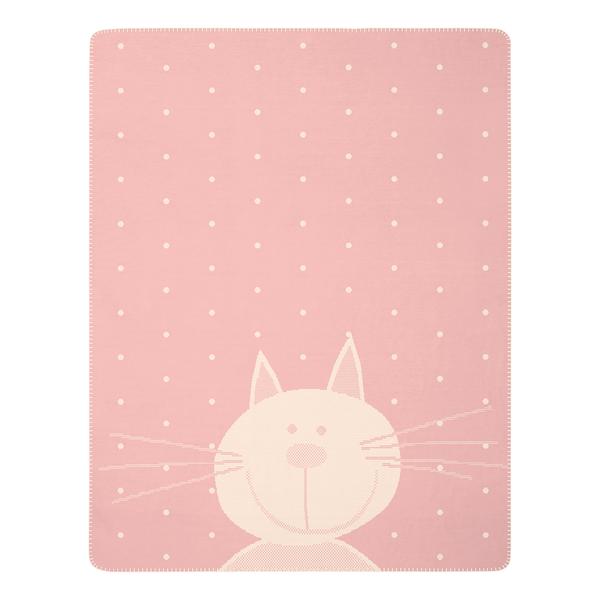 Plaid Lovely & Sweet Kitty - Mischgewebe - Pink / Weiß