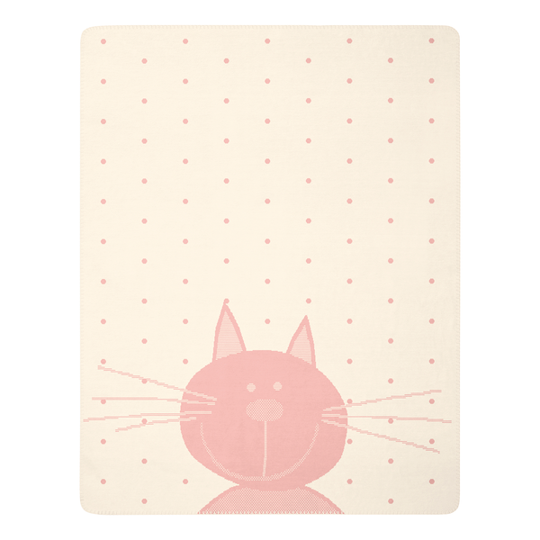 Plaid Lovely & Sweet Kitty - Mischgewebe - Pink / Weiß