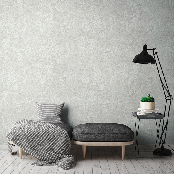 Vliestapete Hechter Dschungel - Grau - 0,53m x 10,05m - Grau