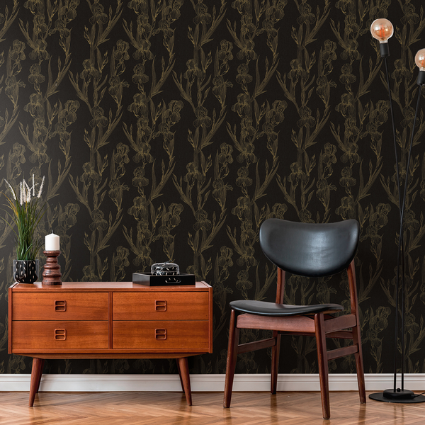 Vliestapete Alphaville - Schwarz - 0,53m x 10,05m - Schwarz / Gold