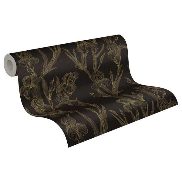 Vliestapete Alphaville - Schwarz - 0,53m x 10,05m - Schwarz / Gold