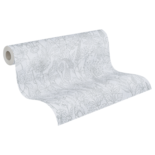 Vliestapete Landhaus - Silber - 0,53m x 10,05m - Silber