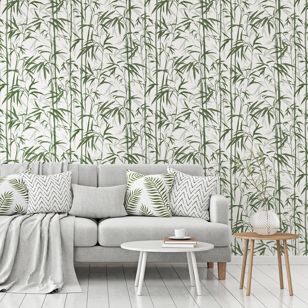 Vliestapete Bamboo - Grün - 0,53m x 10,05m - Grün
