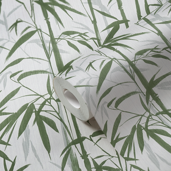 Vliestapete Bamboo - Grün - 0,53m x 10,05m - Grün