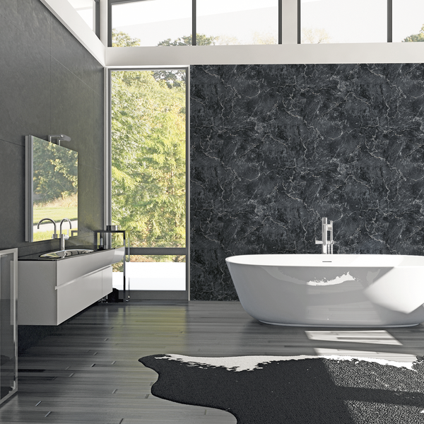 Vliestapete Monumental - Schwarz - 0,53m x 10,05m - Marmor Anthrazit Dekor