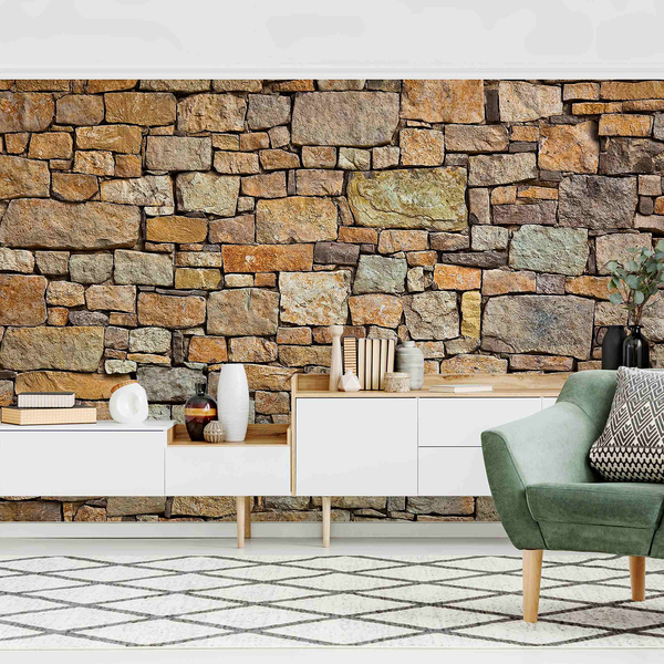 Vliestapete Croatia Stonewall - Vliespapier - Braun - 384 x 255 cm