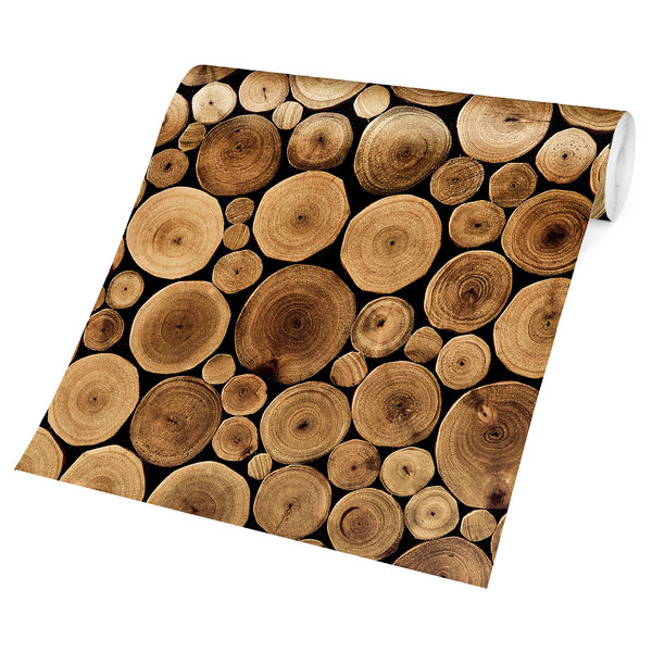 Vliestapete Homey Firewood - Vliespapier - Braun - 384 x 255 cm