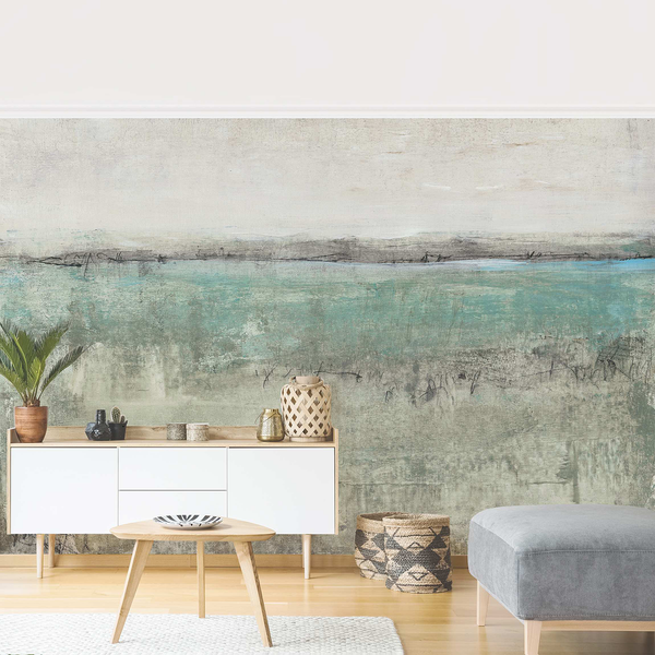 Vliestapete Horizont über Türkis - Vliespapier - Türkis - 432 x 290 cm
