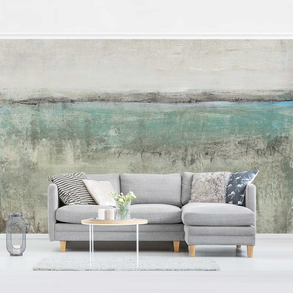 Vliestapete Horizont über Türkis - Vliespapier - Türkis - 432 x 290 cm
