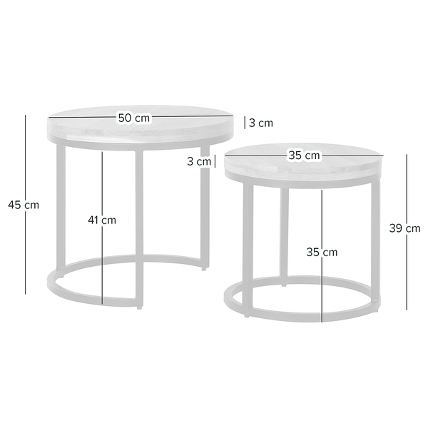 Couchtisch OSS 2er-Set - Akazie massiv / Metall - Akazie / Schwarz