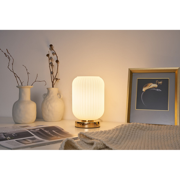 Tischleuchte Noble Purity - Opalglas / Aluminium - 1-flammig