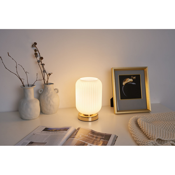 Tischleuchte Noble Purity - Opalglas / Aluminium - 1-flammig