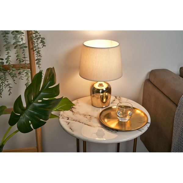 Tischleuchte Golden Glamour - Mischgewebe / Aluminium - 1-flammig