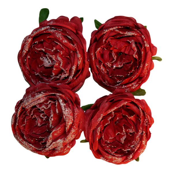Kunstblume Rose (4er-Set) - Polyester PVC - Rot