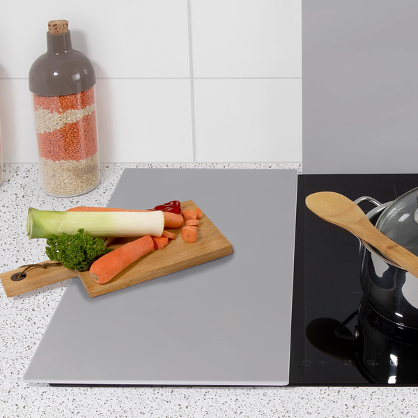 Herdabdeckplatte Caporio - Sicherheitsglas - Grau - 60 x 52 cm