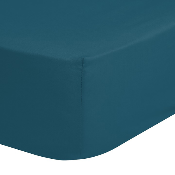 Satin-Spannbettlaken Kelly - Baumwolle - Petrol - 180 x 200 cm