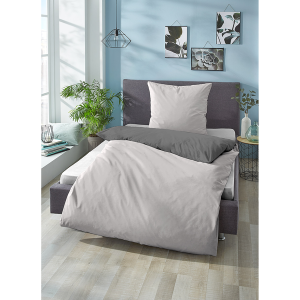 Linon Bettwäsche 0455775 - Baumwolle - Grau - 135 x 200 cm + Kissen 80 x 80 cm